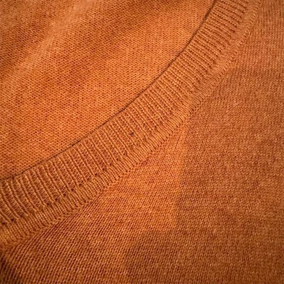 Pronto Uomo XL Burnt Orange V-Neck Sweater Cotton Cashmere Pullover Casual READ - Picture 5 of 11